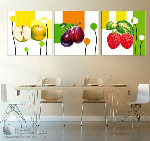 Tranh Trái Cây Ba Bức Treo Phòng Bếp