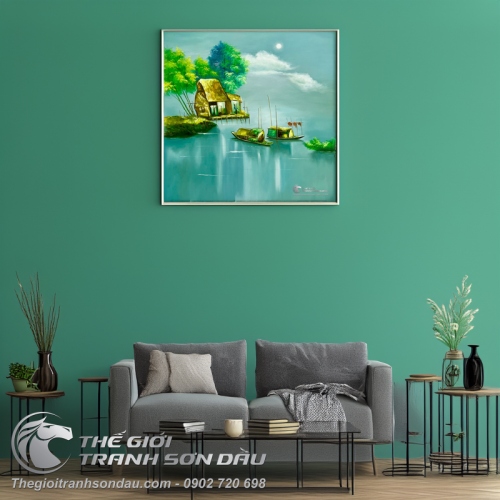 Tranh Treo Tường Làng Quê Màu Sơn Dầu Đẹp