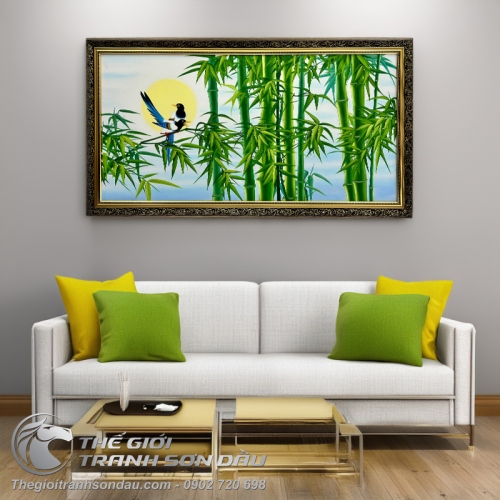 Tranh Trúc Báo Bình An Treo Phòng Khách