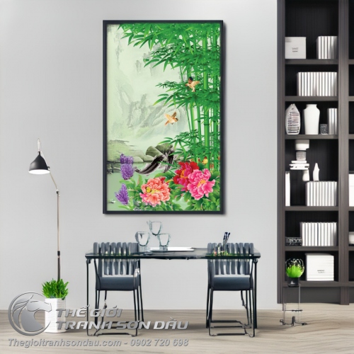 Tranh Trúc Mẫu Đơn Và Chim