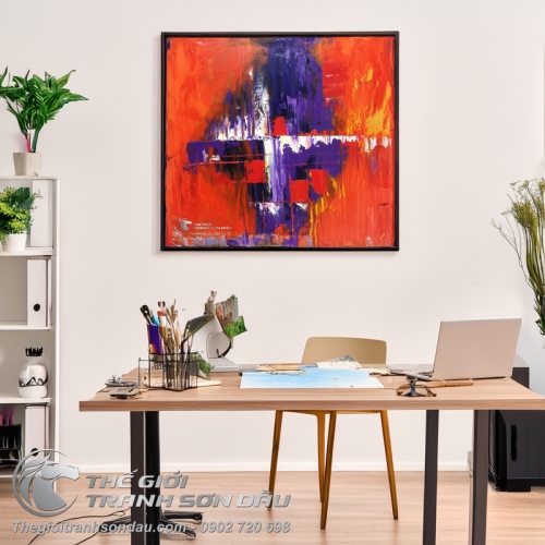 Tranh Trừu Tượng Cảm Xúc Đỏ Tím