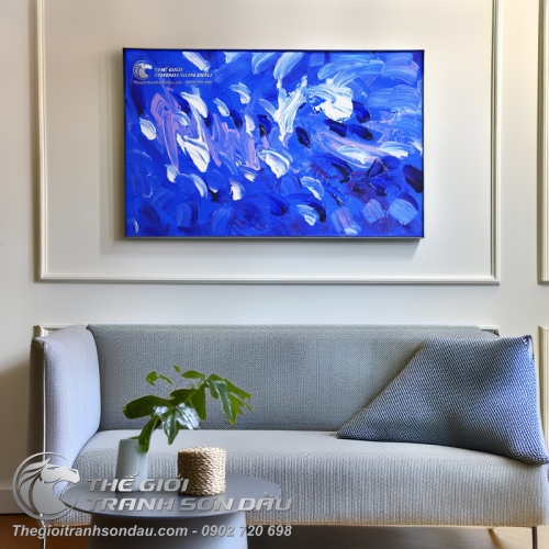 Tranh Trừu Tượng Sáng Tác Tông Màu Xanh Dương