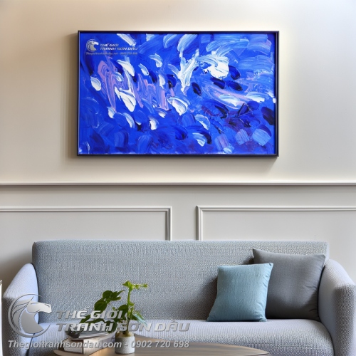 Tranh Trừu Tượng Sáng Tác Tông Màu Xanh Dương
