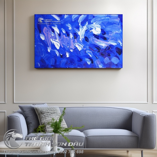 Tranh Trừu Tượng Sáng Tác Tông Màu Xanh Dương