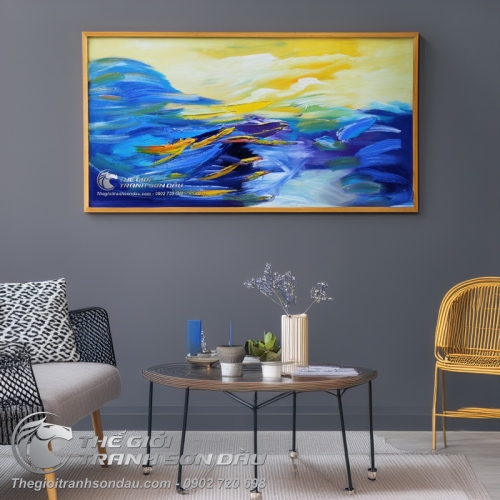 Tranh Trừu Tượng Sóng Biển Xanh