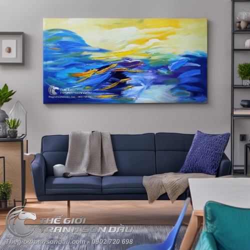 Tranh Trừu Tượng Sóng Biển Xanh