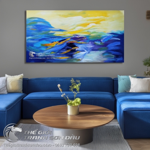 Tranh Trừu Tượng Sóng Biển Xanh