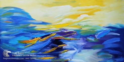 Tranh Trừu Tượng Sóng Biển Xanh