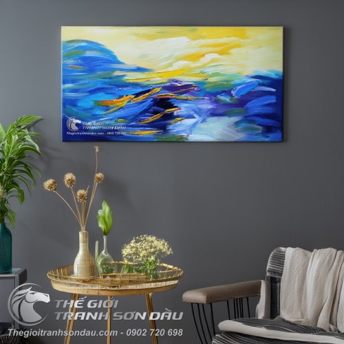 Tranh Trừu Tượng Sóng Biển Xanh