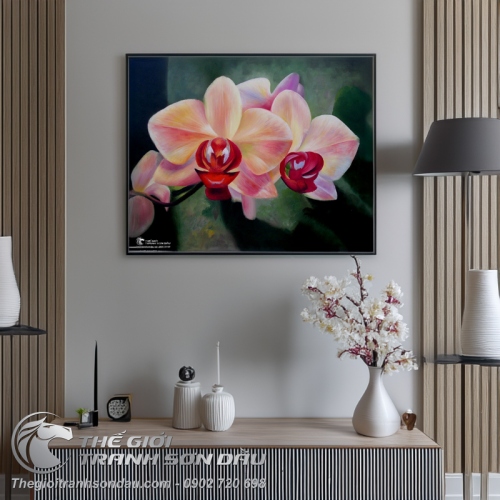 Tranh Tứ Đóa Hoa Lan Màu Hồng