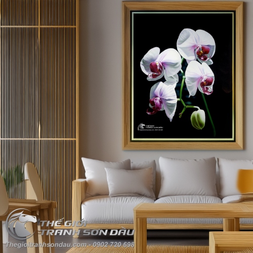 Tranh Tứ Đóa Hoa Lan Trắng