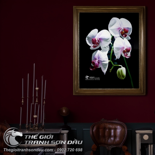Tranh Tứ Đóa Hoa Lan Trắng