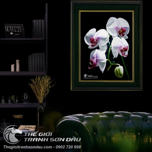 Tranh Tứ Đóa Hoa Lan Trắng