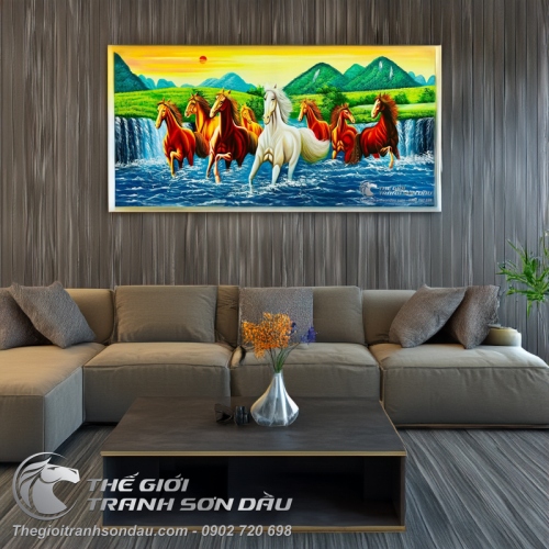 Tranh Vẽ Bát Mã Bình Sơn Đạp Thủy