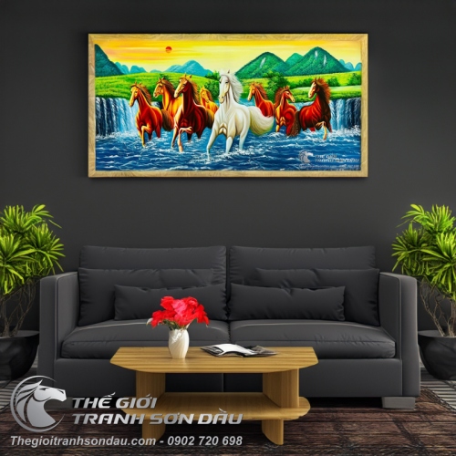 Tranh Vẽ Bát Mã Bình Sơn Đạp Thủy