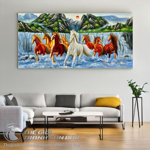 Tranh Vẽ Bát Mã Vượt Thác Băng Sơn