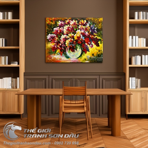 Tranh Vẽ Bình Hoa Nở Rực Rỡ