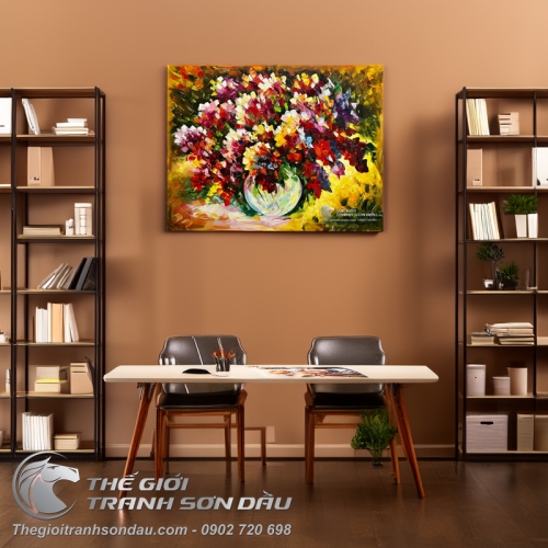 Tranh Vẽ Bình Hoa Nở Rực Rỡ