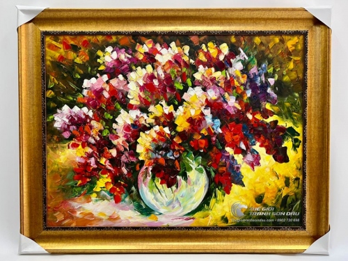 Tranh Vẽ Bình Hoa Nở Rực Rỡ