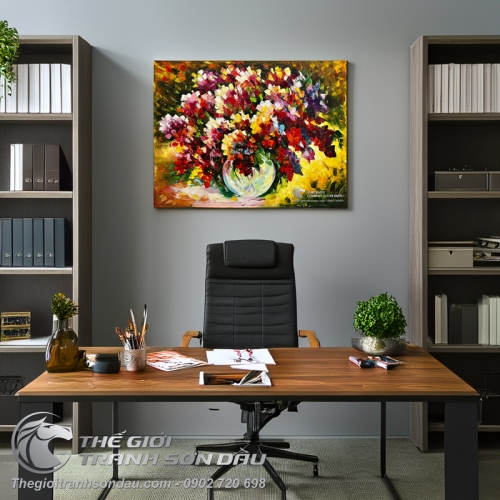 Tranh Vẽ Bình Hoa Nở Rực Rỡ