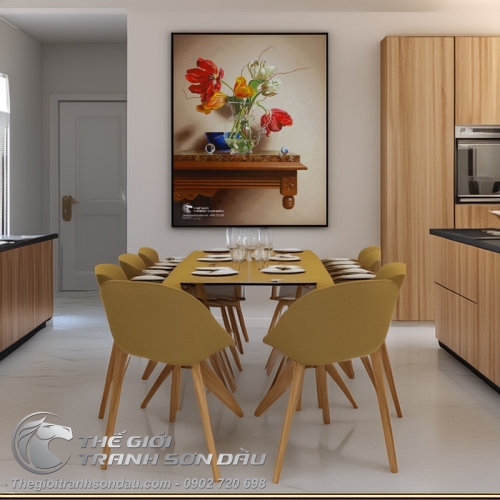 Tranh Vẽ Bình Hoa Tulip Đẹp