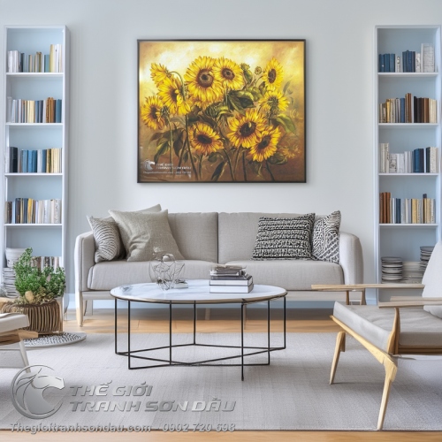 Tranh Vẽ Bông Hoa Hướng Dương Trong Vườn Chiều
