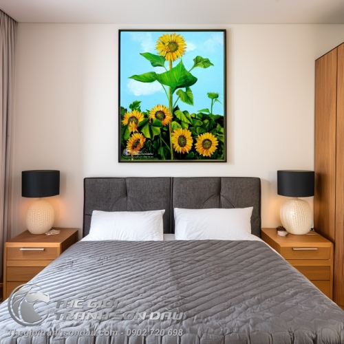 Tranh Vẽ Cây Hoa Hướng Dương Vươn Cao Trong Vườn