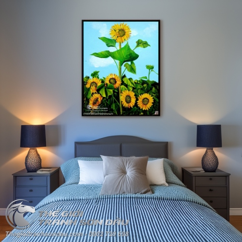 Tranh Vẽ Cây Hoa Hướng Dương Vươn Cao Trong Vườn