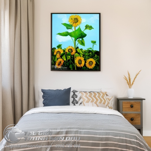 Tranh Vẽ Cây Hoa Hướng Dương Vươn Cao Trong Vườn