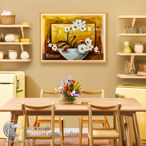 Tranh Vẽ Chậu Hoa Lan Trắng Đẹp Giá Rẻ