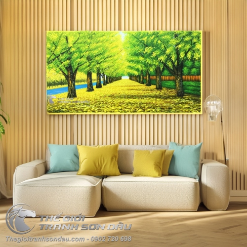 Tranh Vẽ Con Đường Giữa Hai Hàng Cây