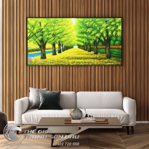 Tranh Vẽ Con Đường Giữa Hai Hàng Cây