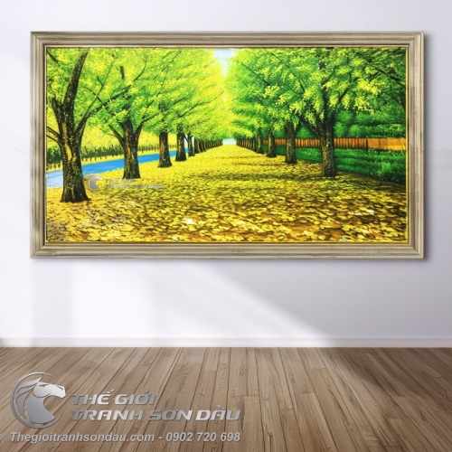 Tranh Vẽ Con Đường Giữa Hai Hàng Cây