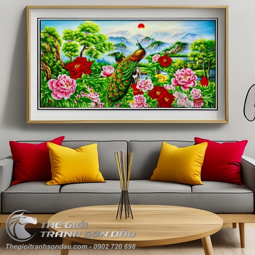 Tranh Vẽ Đôi Công Nền Cảnh Sơn Thủy Hữu Tình Tuyệt Đẹp