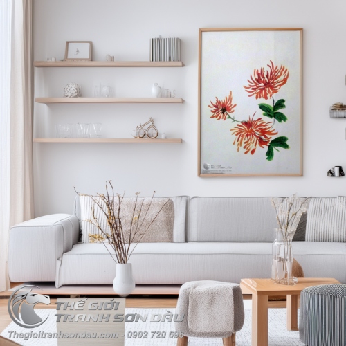 Tranh Vẽ Hoa Cúc Bán Trừu Tượng
