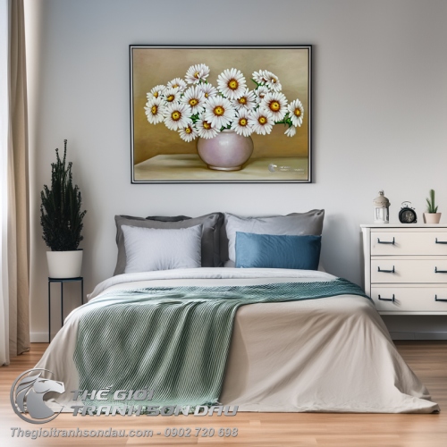 Tranh Vẽ Hoa Cúc Màu Sơn Dầu Đẹp Giá Tốt