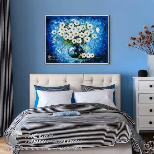 Tranh Vẽ Hoa Cúc Trắng Phong Cách Hiện Đại