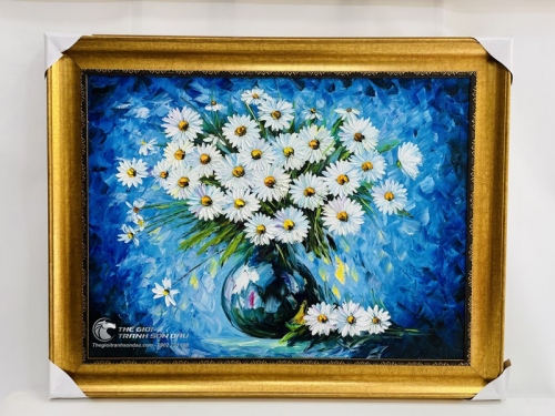 Tranh Vẽ Hoa Cúc Trắng Phong Cách Hiện Đại