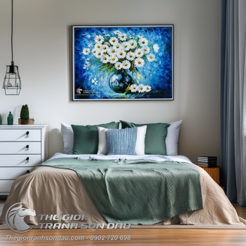 Tranh Vẽ Hoa Cúc Trắng Phong Cách Hiện Đại