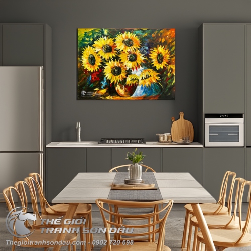 Tranh Vẽ Hoa Hiện Đại Màu Sơn Dầu Cao Cấp