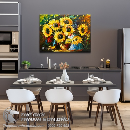 Tranh Vẽ Hoa Hiện Đại Màu Sơn Dầu Cao Cấp