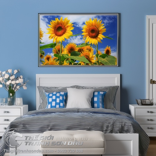Tranh Vẽ Hoa Hướng Dương Bộ 3 Bức
