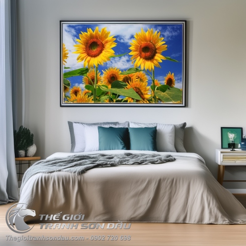 Tranh Vẽ Hoa Hướng Dương Bộ 3 Bức