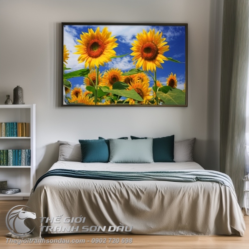 Tranh Vẽ Hoa Hướng Dương Bộ 3 Bức