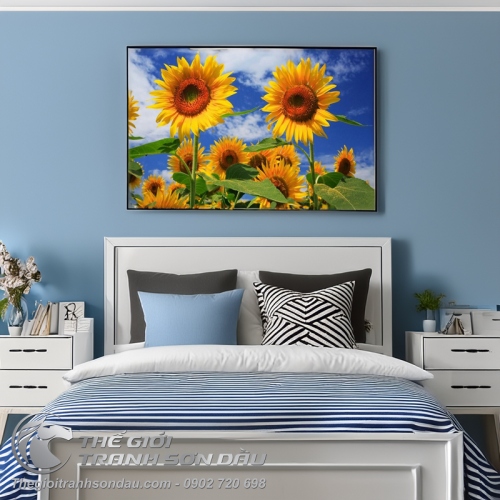 Tranh Vẽ Hoa Hướng Dương Bộ 3 Bức