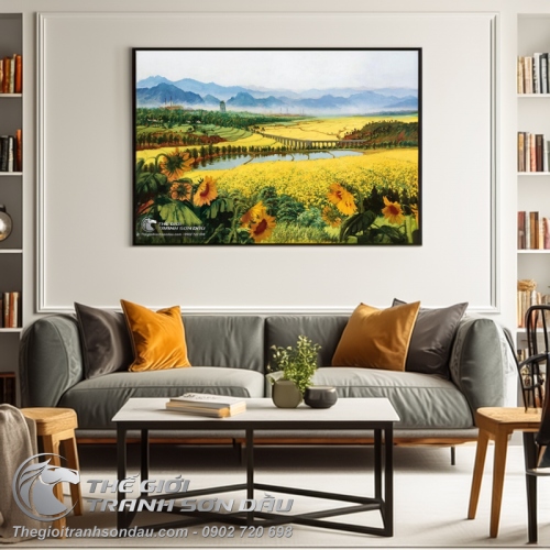 Tranh Vẽ Hoa Hướng Dương Trên Dòng Sông