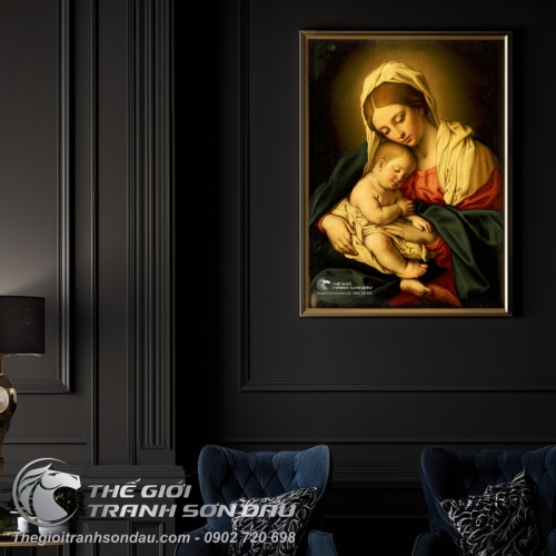 Tranh Vẽ Mẹ Maria Hài Đồng Jesu