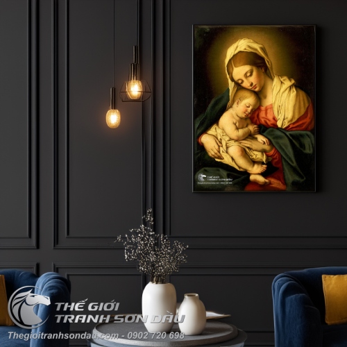 Tranh Vẽ Mẹ Maria Hài Đồng Jesu