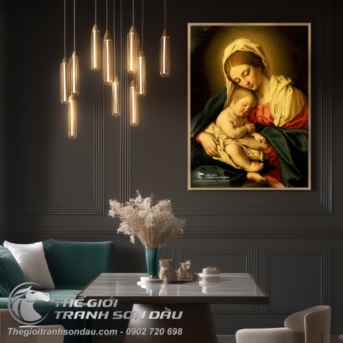 Tranh Vẽ Mẹ Maria Hài Đồng Jesu