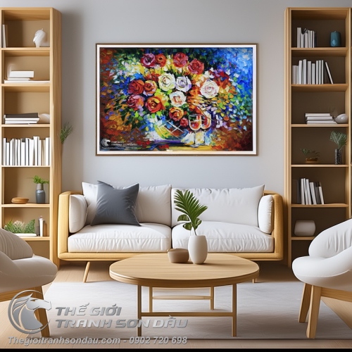 Tranh Vẽ Những Bông Hoa Hồng Nhiều Màu Trát Bay Độc Đáo